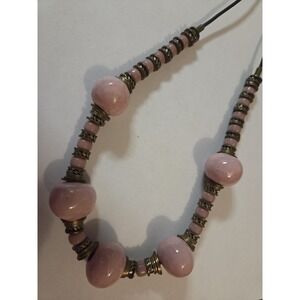 Vintage Porcelian And Brass Necklace